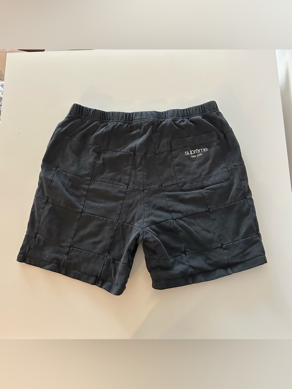 Supreme Patchwork Pique Cotton Shorts Logo Black FW2018 Streetwear Lounge M